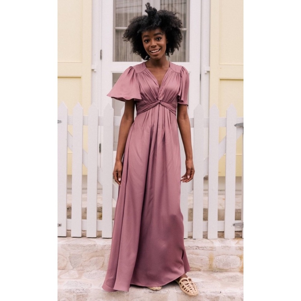 Gal‎ Meets Glam Genevieve Empire Waist Mauve Maxi Dress Size 00 NEW